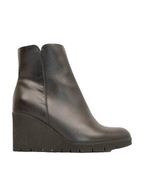 New! La Canadienne Go 80MM Leather Wedge Booties Black Size 9.5 DD550